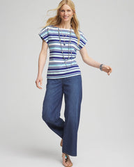 Chico's - Stripe Modern Cap Sleeve Tee