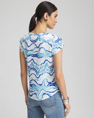 Chico's - Ocean Waves Cap Sleeve Dolman Tee