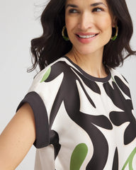 Chico's - Floral Rib-Knit Satin Top
