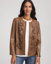 Chico's - Floral Cutwork Faux Leather Jacket