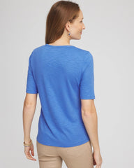 Chico's - Slub Crewneck Button Tee