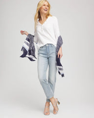 Chico's - Slub Splitneck Button Tee