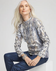 Chico's - Sequin Reptile Funnel Neck tee