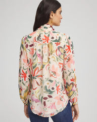 Chico's - Floral Jacquard Tie-Front Blouse