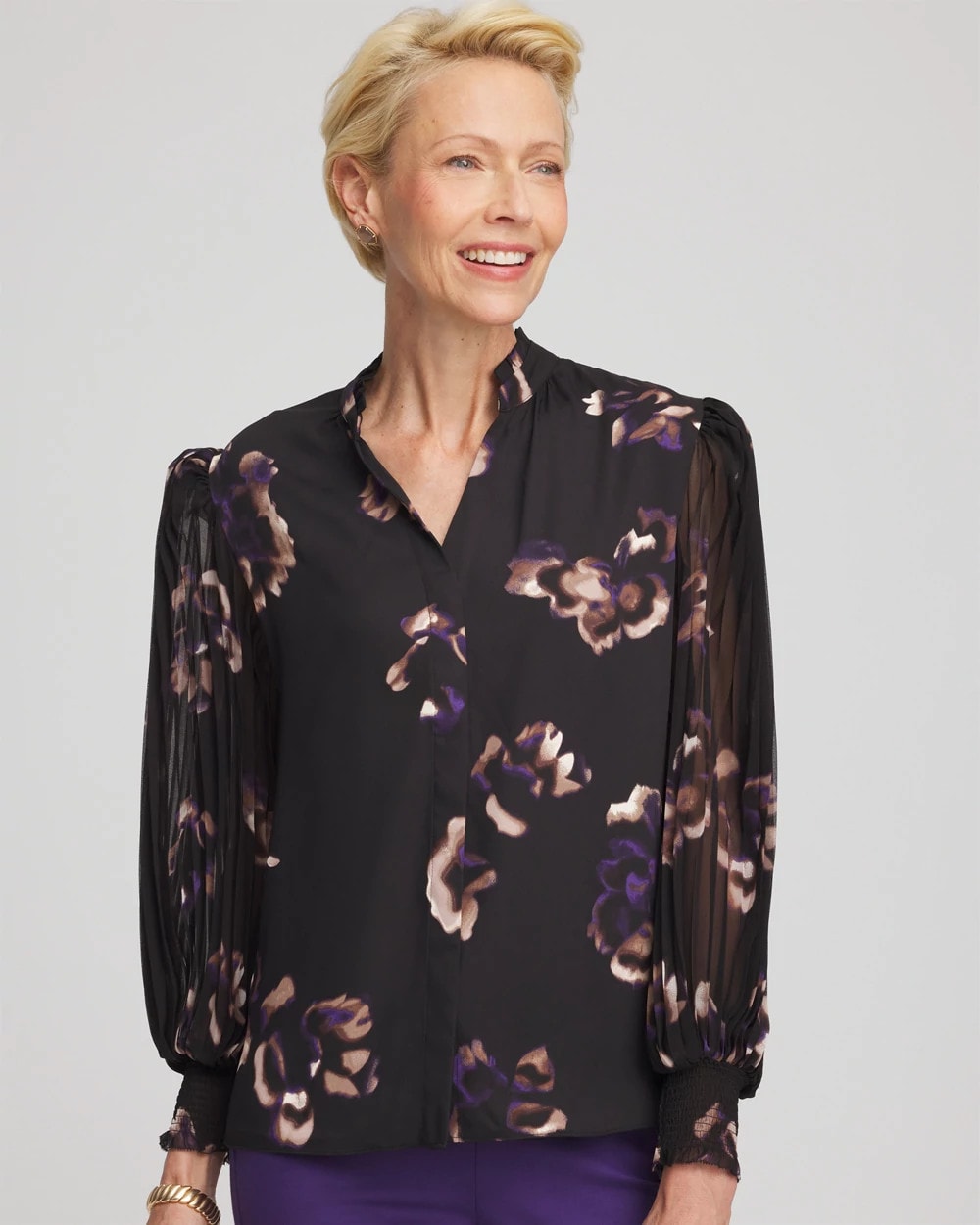 Chico's - Fjord Flora Opaque Crepe Blouse