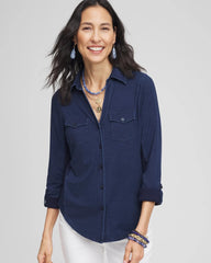 Chico's - Collared Henley Denim Top