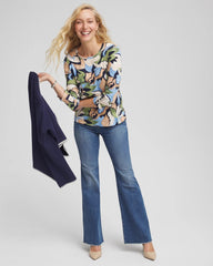 Chico's - Mod Blooms Pima Button Tee