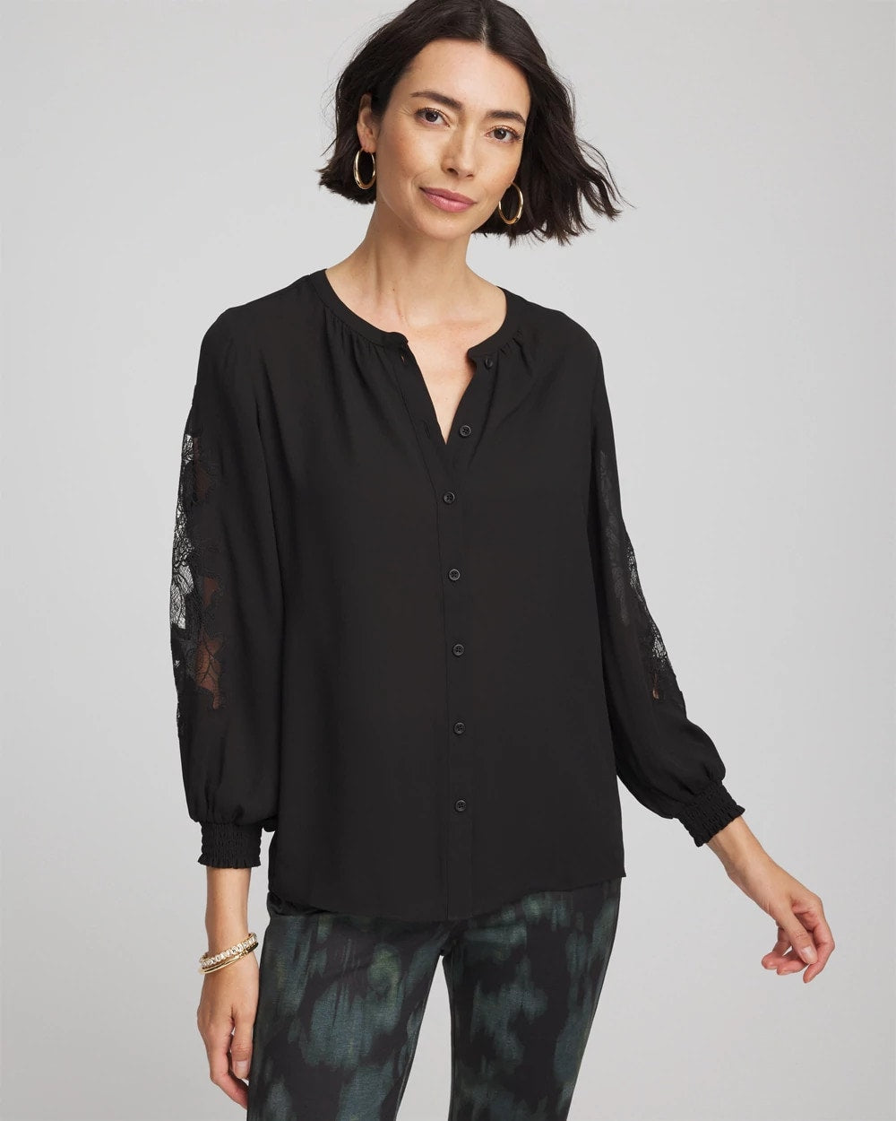 Chico's - Crepe Banded Collar Blouse