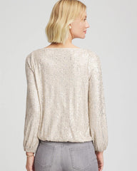 Chico's - Drizzled Sequins Bubble-Hem Top
