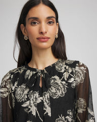 Chico's - Floral Metallic Bodre Top