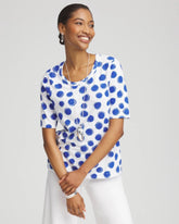 Chico's - Polka-Dot Slub Short Sleeve Tee