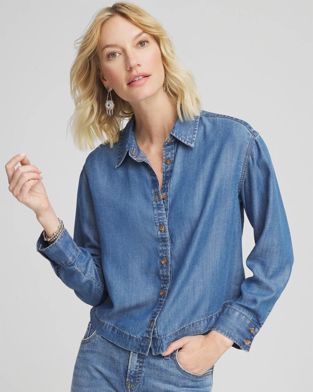 Chico's - Tencel™ Cropped Denim Shirt