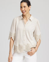 Chico's - Crochet Trim Linen Shirt