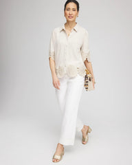 Chico's - Crochet Trim Linen Shirt