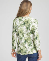 Chico's - Printed Slub Splitneck Henley Tee