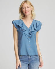 Chico's - Crepe Ruffle-Trim Blouse