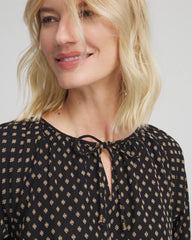 Chico's - Floral Print Tie-Neck Top