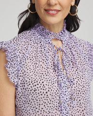 Chico's - Cheetah Print Ruffle-Collar Blouse
