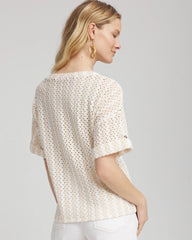 Chico's - Textured Roll Cuff Tee