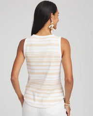 Chico's - Striped Ribbed High-Neck Tank