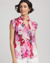 Chico's - Floral Ruffle Collar Blouse