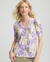 Chico's - Floral Slub Henley Tee