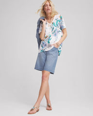 Chico's - Floral Short Sleeve Forward-Seam Tee