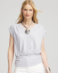 Chico's - Foiled Knit Banded Bottom Top