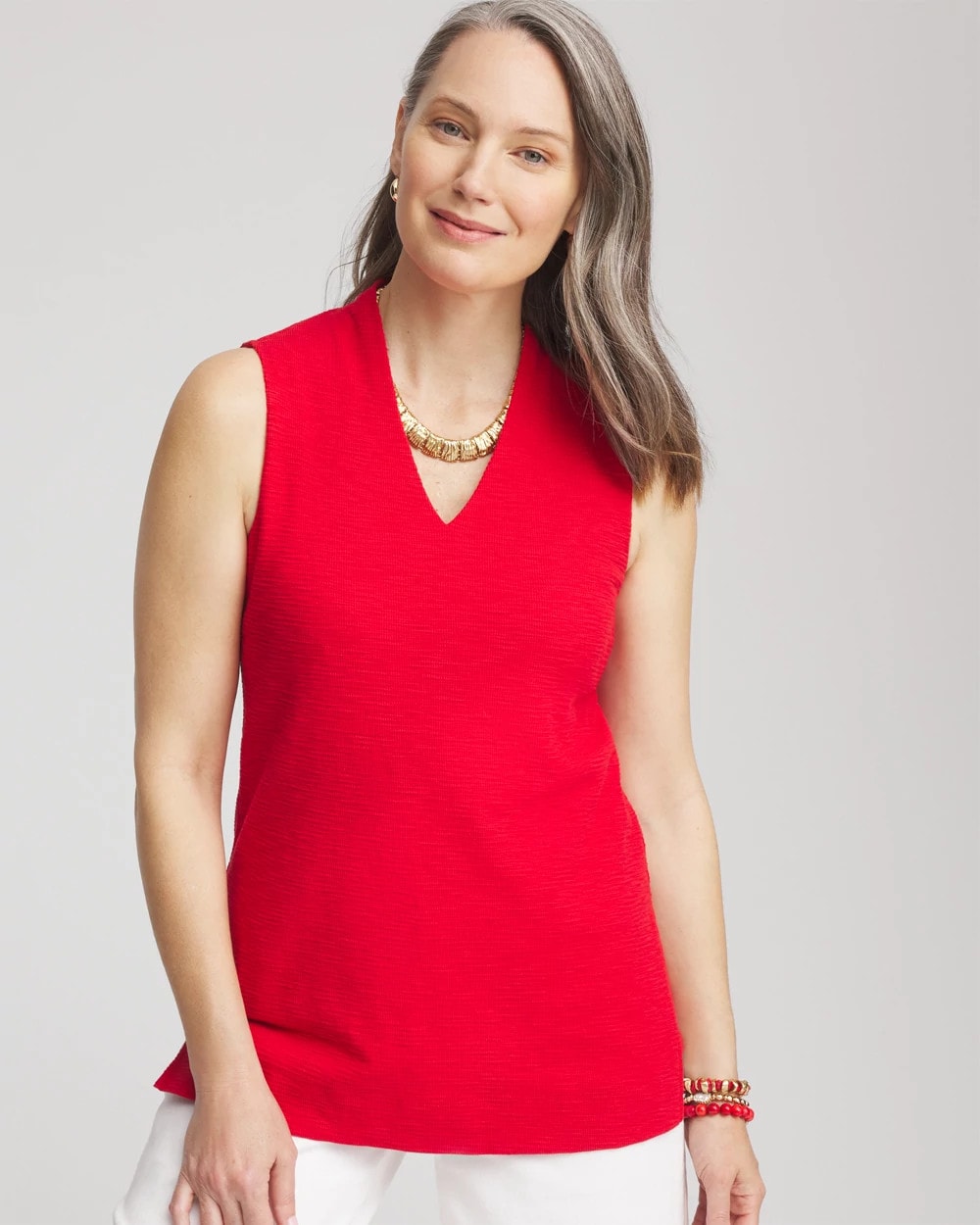 Chico's - Textured Sleeveless V-Neck Tunic