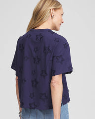Chico's - Embroidered Star Split Neck Blouse