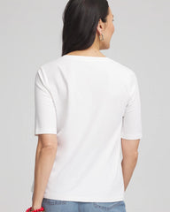 Chico's - Coral Print V-Neck Perfect Tee