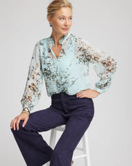 Chico's - Floral Georgette Peasant Blouse