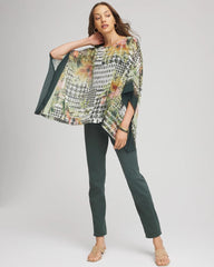 Chico's - Printed Crinkle-Chiffon Pullover Poncho