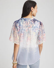 Chico's - Jacquard Flutter-Sleeve Blouse