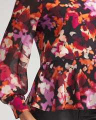 Chico's - Printed Chiffon Peplum Top