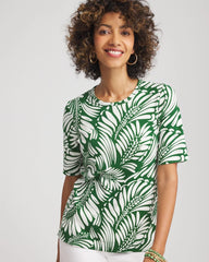 Chico's - Palm-Frond-Motif Classic-Fit Pima Tee
