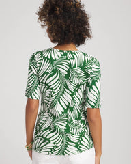 Chico's - Palm-Frond-Motif Classic-Fit Pima Tee