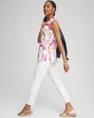 Chico's - Watercolor Slub Sleeveless Collared Tunic