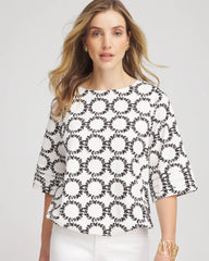 Chico's - Geo Print Boatneck Bubble-Hem Top