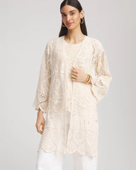 Chico's - Cutwork Crochet-Lace Long Kimono
