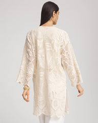 Chico's - Cutwork Crochet-Lace Long Kimono