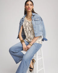 Chico's - Panther Sweater-Trim Linen Tee