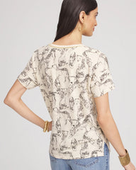 Chico's - Panther Sweater-Trim Linen Tee
