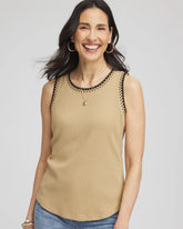 Chico's - Contrast-Trim Ribbed Cotton Tank Top
