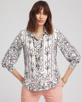 Chico's - Faux Silk Floral Collared Shirt