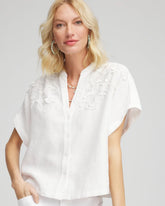 Chico's - Embroidered Dolman Sleeved Linen Blouse