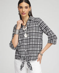 Chico's - No Iron™ Plaid Tie-Front Top