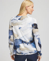 Chico's - Foil Ocean Print Crinkle Top