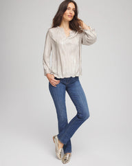 Chico's - Foiled Pleated V-Neck Tee