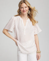 Chico's - Striped Linen Popover Shirt